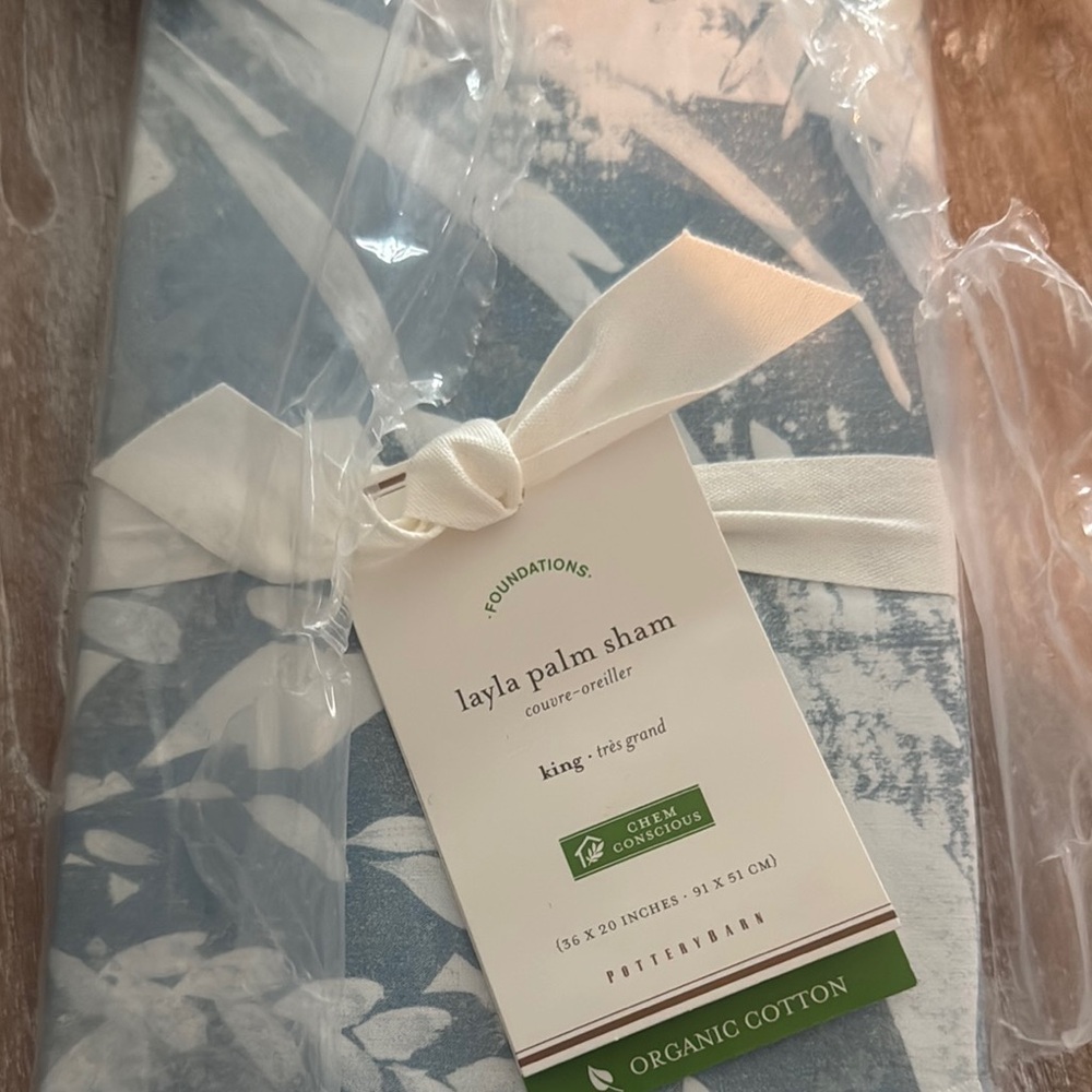 Pottery Barn Layla Palm Sham in Blue and White